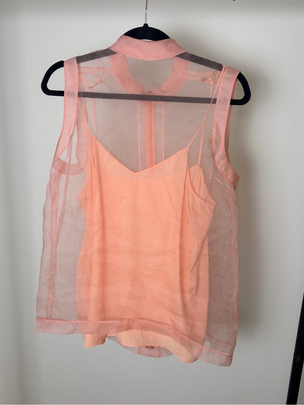 Gucci Peach Sheer Organza Sleeveless Top with Camisole - Picture 5 of 5